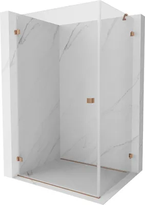 Image de Mexen Lunar-B cabine de douche pivotante gauche 100 x 90 cm, transparent, cuivre brossé - 832-100-090-65-00-L