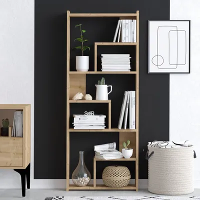 Produktbild von Skye Decor, Megg, Bücherregale, Eiche, Melamin-Spanplatte, 60 x 150 x 15 cm