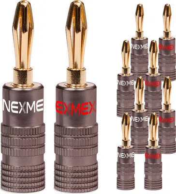 Produktbild von Bananenstecker 4mm schraubbar 10x Stecker vergoldet NEXMEX für Lautsprecherkabel