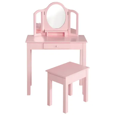 Produktbild von roba Schmink- & Frisiertisch, Kinderanrichte / Schminktisch mit Schminkspiegel u. Hocker, rosa