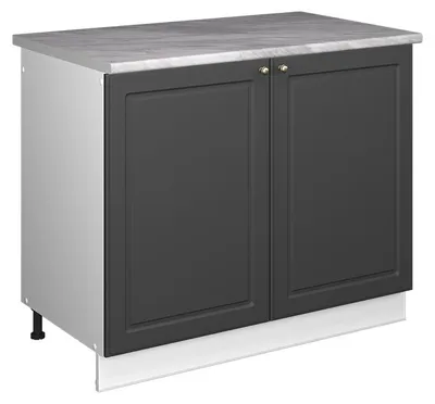 Image de Meuble bas sous-évier Vicco Fame-Line Anthrazit-Gold Landhaus/Blanc 100cm, PT Marbre, Model 61901