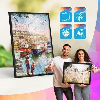 Produktbild von MG Design Bilderrahmen Schwarz 61x91,5 cm - Posterrahmen Echtholz mit Acrylglas, verstärkte Wandaufhängung, hoch/quer