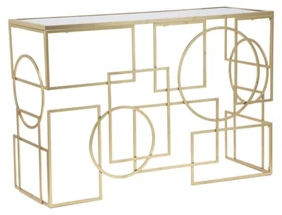Produktbild von Marie Konsolentisch mit goldfarbenem Metallgestell und verspiegelter Glasplatte, 120 x 41 x 81 cm – s Glamour-Möbelstück