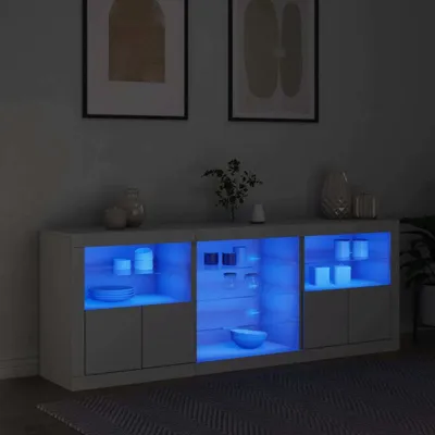 Zdjęcie produktu dla vidaXL Kredens z oświetleniem LED biały 181,5x37x67 cm