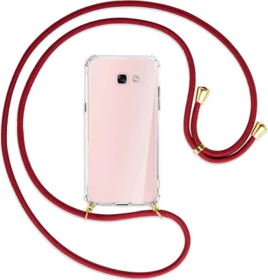 Produktbild von Handykette Backcover-Schutzhülle mit Band (Metall goldfarben) für Samsung Galaxy A7 2017 - dunkelrot