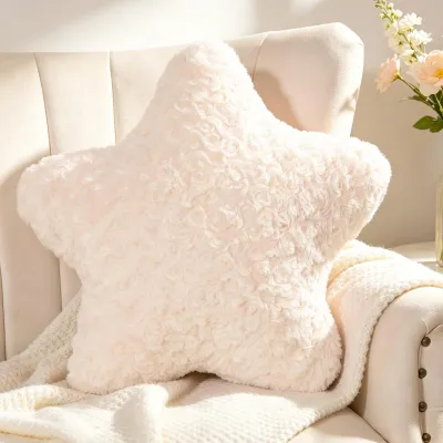 Immagine prodotto di Cuscino a forma di stella, 45 x 45 cm, color beige, in peluche, per il soggiorno