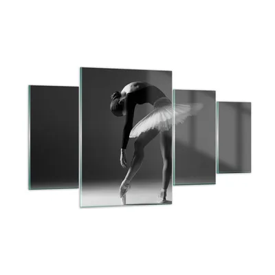 Produktbild von Bilder auf glas - 4 Teile - Ballerina Figur Schwarz und Weiß - 160x90cm - Glasbilder - Wandbilder - Bilder - Wanddekoration aus Glas - Glas Bilder - Wandbild auf Glas - GDL160x90-4400