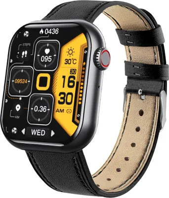 Produktbild von INF Smartwatch mit Blutsauerstoff, Blutdruck, Herzfrequenz Schwarzes/Kunstlederarmband