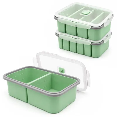Immagine prodotto di Set di 3 contenitori in silicone per congelare la zuppa, con coperchio