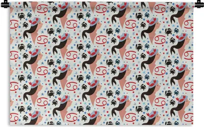 Produktbild von MuchoWow® Wandteppich Wandbehang Tierkreiszeichen - Krebs - Muster 120x80 cm Tapisserie Dekoration Wandtuch - Wanddekorationen - Wandtücher
