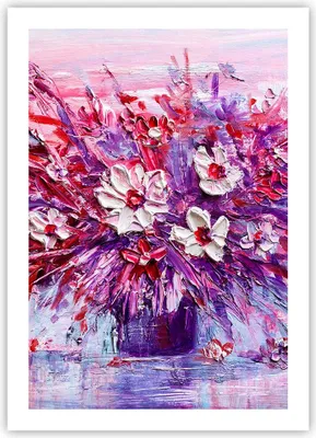 Produktbild von Poster - Poster ohne Rahmen - Pastos Blumen Rosa - 50x70 cm - Wand Bild - Wanddeko - Wandbilder - Kunstposter - Wandposter - Bilder - Kunstdruck - Wanddekoration - Wandbild - P2XPA50x70-4530