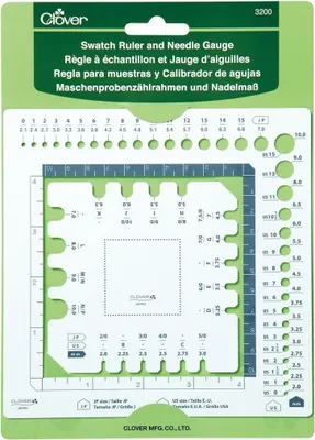 Produktbild von Clover Maschenprobenzählrahmen und Nadelmaß für Strick- und Häkelnadeln - 3200