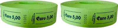 Produktbild von Bonrolle 5,00 € grün 2 Rollen je 1000 Abrisse perforiert fortlaufend nummeriert