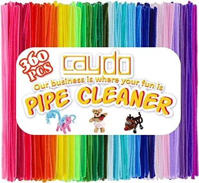 Produktbild von Caydo 360 Stück Pfeifenreiniger 40 sortierte farbige Chenille-Stiele für Kunst und Handwerk, Bastelbedarf für Kinder (6 mm x 30 cm)