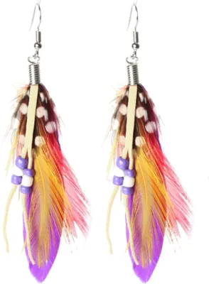 Produktbild von 1 Paar Feder Ohrringe pailletten Boho Lila