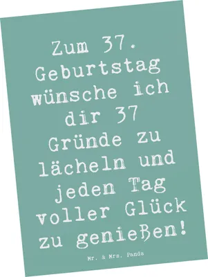 Produktbild von Mr. & Mrs. Panda Postkarte Spruch 37. Geburtstag Glücksmomente - Meeresbrise - Geschenk, Freude schenken, Happy Birthday, Alter, Ansichtskarten, bildkarte, unvergesslich