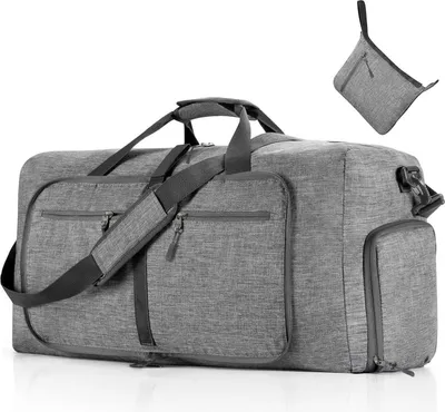 Image de sac de voyage 85L avec compartiment à chaussures, pliable, étanche, gris
