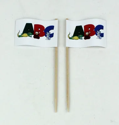 Produktbild von Party-Picker Flagge ABC Tiere Papierfähnchen in Spitzenqualität 25 Stück Beutel