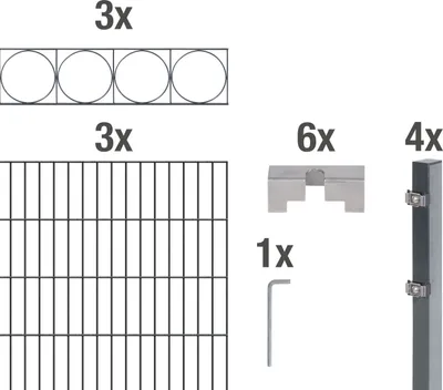 Produktbild von Alberts Doppelstabmattenzaun Oslo, Höhe 120 cm, Länge 6 m, 2 m Matte, anthrazit, zum Einbetonieren