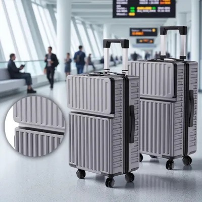 Produktbild von 2-teiliges Hartschalen Kofferset – Koffer & Trolleys Set – Reisekoffer Set 2 Teilig – Hartschalenkoffer Set 2 Teilig – 2 Teiliges Trolley Set – Grau