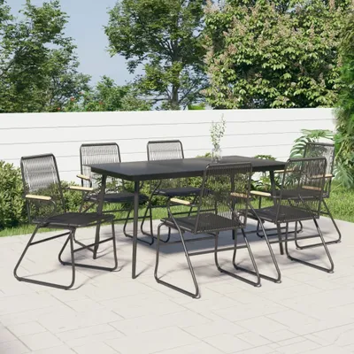 Produktbild von Maison Exclusive - 7-tlg. Garten-Essgruppe Schwarz PVC-Rattan