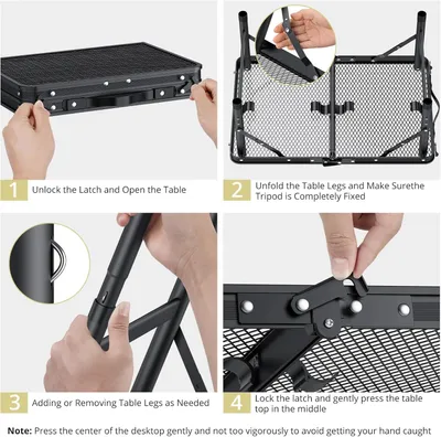 Produktbild von Campingtisch – Grilltisch – Klapptisch – Tragbar – Mit Aufbewarnetz – 58x40x70 cm – Schwarz