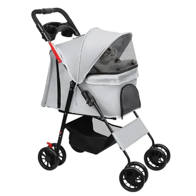 Produktbild von Hundewagen klappbar Transporttasche Hundebuggy bis 20kg Katzenwagen 4 Rad Haustierwagen