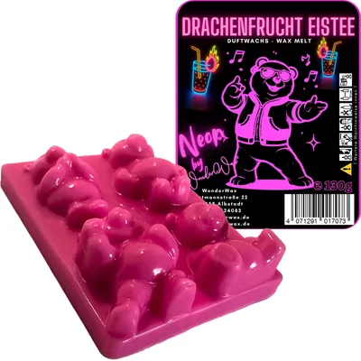 Produktbild von WonderWax Neon Duftriegel 6 x Duftwachs Bären Wachsmelt Duftwachs Raumduft für Duftlampen Soja Wachs Melts Duftmelt Aroma Wellnes Kerzen Wärmer Wax Tarts Drachenfrucht Eistee