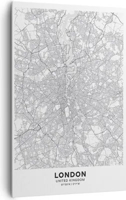 Produktbild von Bild auf Leinwand - Leinwandbild - Einteilig - Stadt Karte London - 80x120cm - Wand Bild - Wanddeko - Wandbilder - Leinwanddruck - Wanddekoration - Leinwand bilder - Wandbild - PA80x120-4680