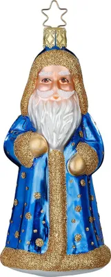 Produktbild von Christbaumschmuck Nikolaus 13cm Glas Figur Blau / Gold