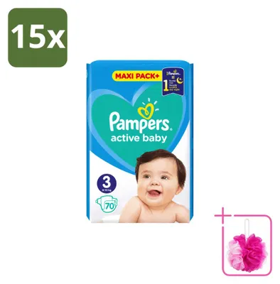 Obrázok produktu pre 15 ks plienok Pampers Active Baby, veľkosť 3, 6–10 kg – ekonomický balenie – 15 kusov