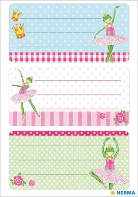 Obrázok produktu pre HERMA Buchetiketten "Froschballerina", beglimmert, 76x35 mm