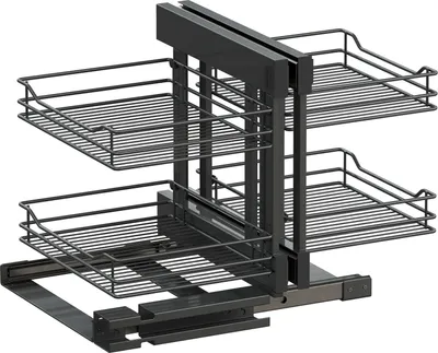 Produktbild von Vauth-Sagel VS Cor Flex Eckschrank Auszug Classic - Set für Küchenunterschränke mit KB 1000mm - Korbablage aus Stahldraht, Stahl pulverbeschichtet lava