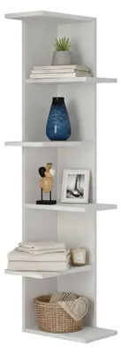 Produktbild von Bücherregal Dlunett, Büroregal, Mobiler Buchhalter, Bücherbrett, 37x24h141 cm, Weiß