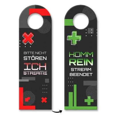Produktbild von Bitte nicht stören, ich streame oder Komm rein Türhänger für Gamer
