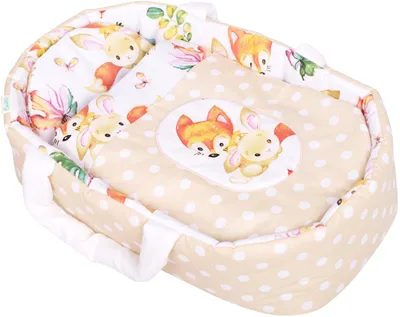 Produktbild von Puppentrage BOBO mit abnehmbarer Bettwäsche und Applikation - Tragetasche für Puppen bis 45 cm – Märchentiere