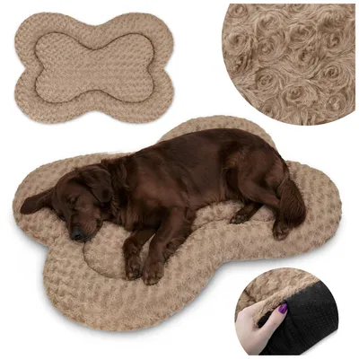 Produktbild von Kuscheliges Hundebett 80x50cm Haustierbett für Hunde & Katzen, Plüschbett mit Anti-Rutsch-Boden & Erhöhtem Rand, Beige 100x70cm