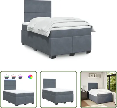 Produktbild von The Living Store Boxspringbett mit Matratze Dunkelgrau 120x200 cm Samt