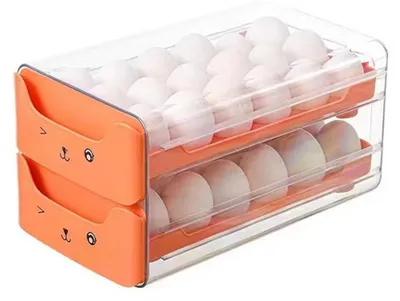 Produktbild von Eieraufbewahrungsbox für den Kühlschrank, stapelbar, fasst 36 Eier, Küchen-Eierorganizer mit zwei Schubladen für die Kühlschranktheke