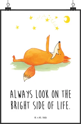 Produktbild von Mr. & Mrs. Panda Bild Fuchs Sterne DIN A2 - Weiß - Geschenk, Positiv, Romantik, drucke, Optimistisch, Wanddekoration, wanddeko, Plakat, Wandbild, Mond, Hoffnung, Spruch