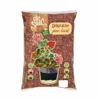Zdjęcie produktu dla Dr.Soil Śródziemnomorska dekoracyjna kora sosnowa, standardowa jakość, wielkość ziarna 8 - 15 mm, 5L