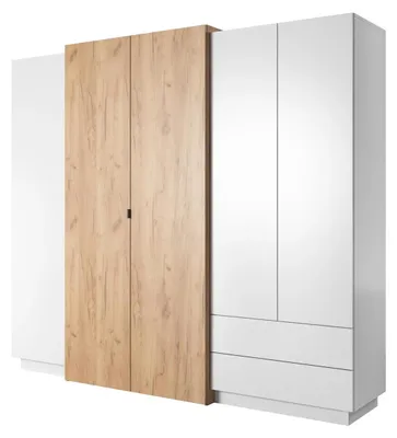 Produktbild von Kleiderschrank VIANO 230 cm Weiß Eiche Craft Gold Innenspiegel