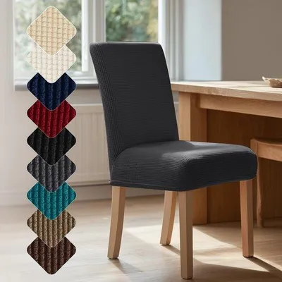 Obrázek produktu pro Sada Unyqoos® (2 kusy) elastických potahů na židle – strečové potahy, 85 % polyester/15 % Elastan, vhodné pro většinu židlí, lze prát v pračce do 30°C