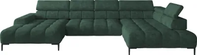 Produktbild von Plaza Ecksofa in U-Form, Rechte Seite, Funktional Komfortable Schlaffunktion Verstellbare Kopfstützen Verstellbarer Sitz Wellenfedersystem Hochelastischer Schaum 385x216 cm, Grün