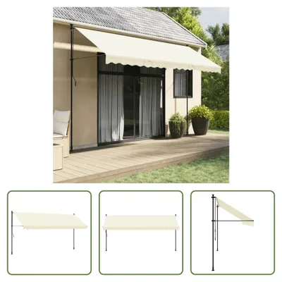 Obrázek produktu pro The Living Store Stahovací markýza krémová 400x150 cm látka a ocel