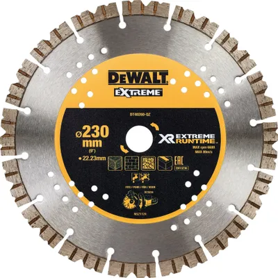 Produktbild von DeWALT Diamanttrennscheibe DT40260 Beton, Ziegel, Natur- und Kunststein, 2x längere Laufzeit - 230mm