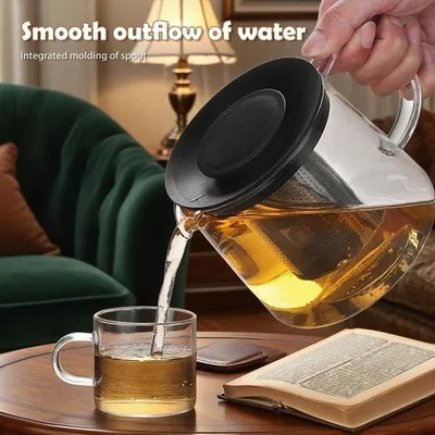 Image de Théière en verre Azomor d'une contenance de 1,5 litre avec filtre amovible en acier inoxydable
