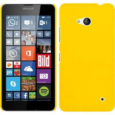 Produktbild von PhoneNatic Case kompatibel mit Microsoft Lumia 640 - Hülle gelb gummiert Hard-case + 2 Schutzfolien