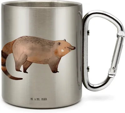 Produktbild von Mr. & Mrs. Panda Thermobecher Nasenbär - Transparent - Geschenk, Isolierbecher Edelstahl, Teetasse, Nasenbären, Trinkbecher, Bär, Rüsselbär, Lustige Sprüche, isoliertasse