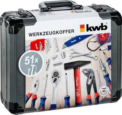 Produktbild von Werkzeugkoffer 51-teilig Werkzeugkasten Werkzeuge Heimwerker Haushalt Zangen NEU